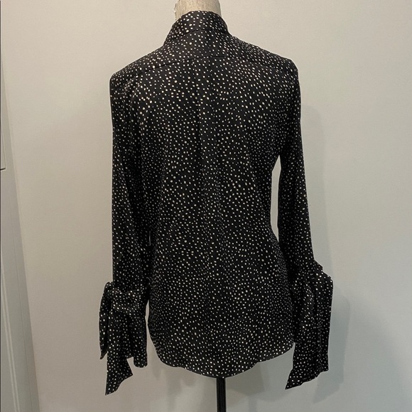 Banana Republic Dillon Polka-Dot Tie Sleeve Black Blouse Size Small/Medium - Picture 8 of 14